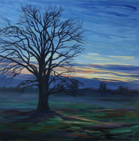 Old oak - blue harmony (120x120 cm)