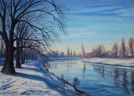 Frosty morning by the Elbe (100x140 cm)
