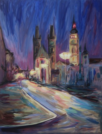 Citylights in the Great square (130x100 cm)