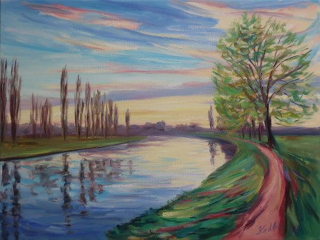 Reflections on the Elbe (60x80 cm)