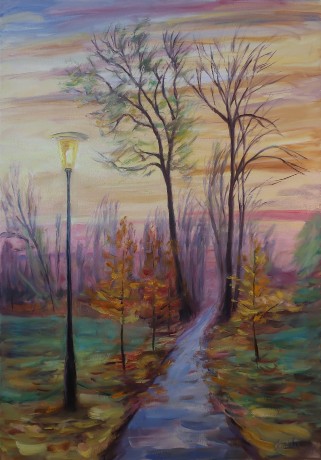 Early evening mood with lantern(100x70 cm)