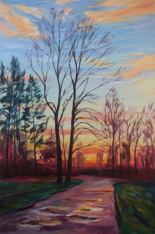 Sunset in a park (120x80 cm)