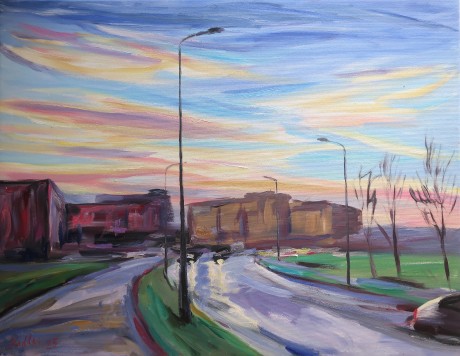 On a housing estate (70x90 cm)