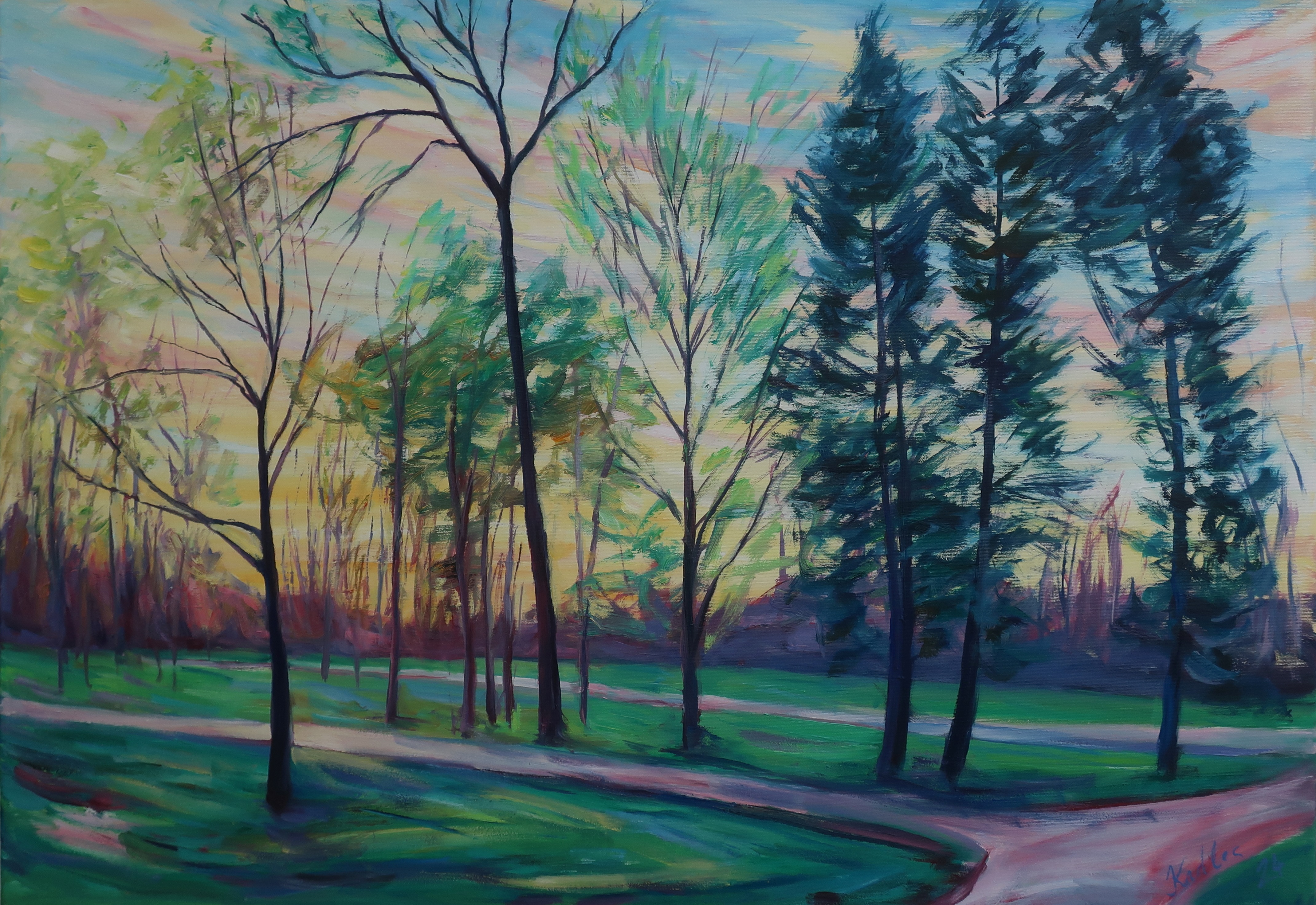 Morning in a park (70x100 cm)