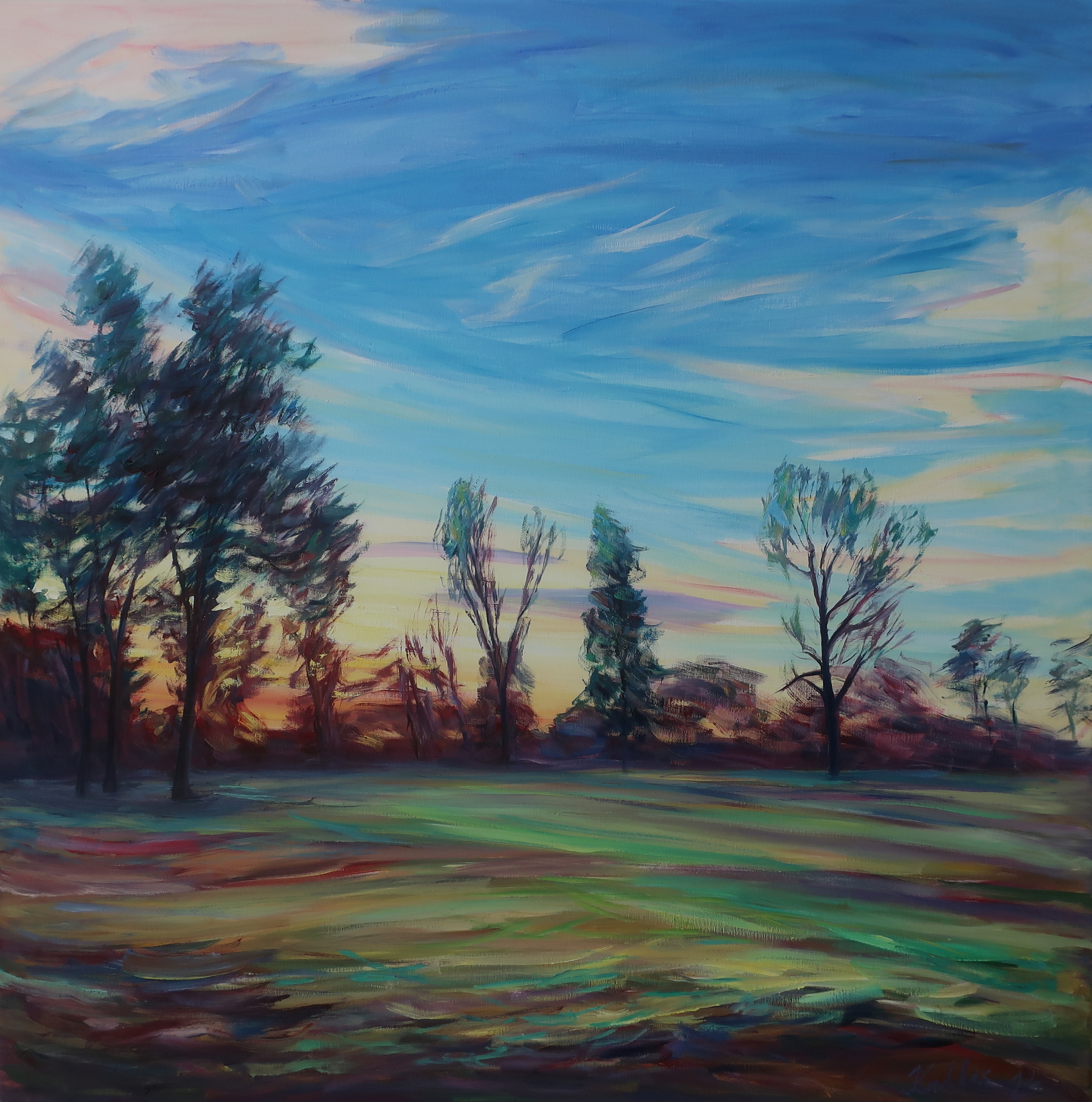 Evening landscape (100x100 cm)