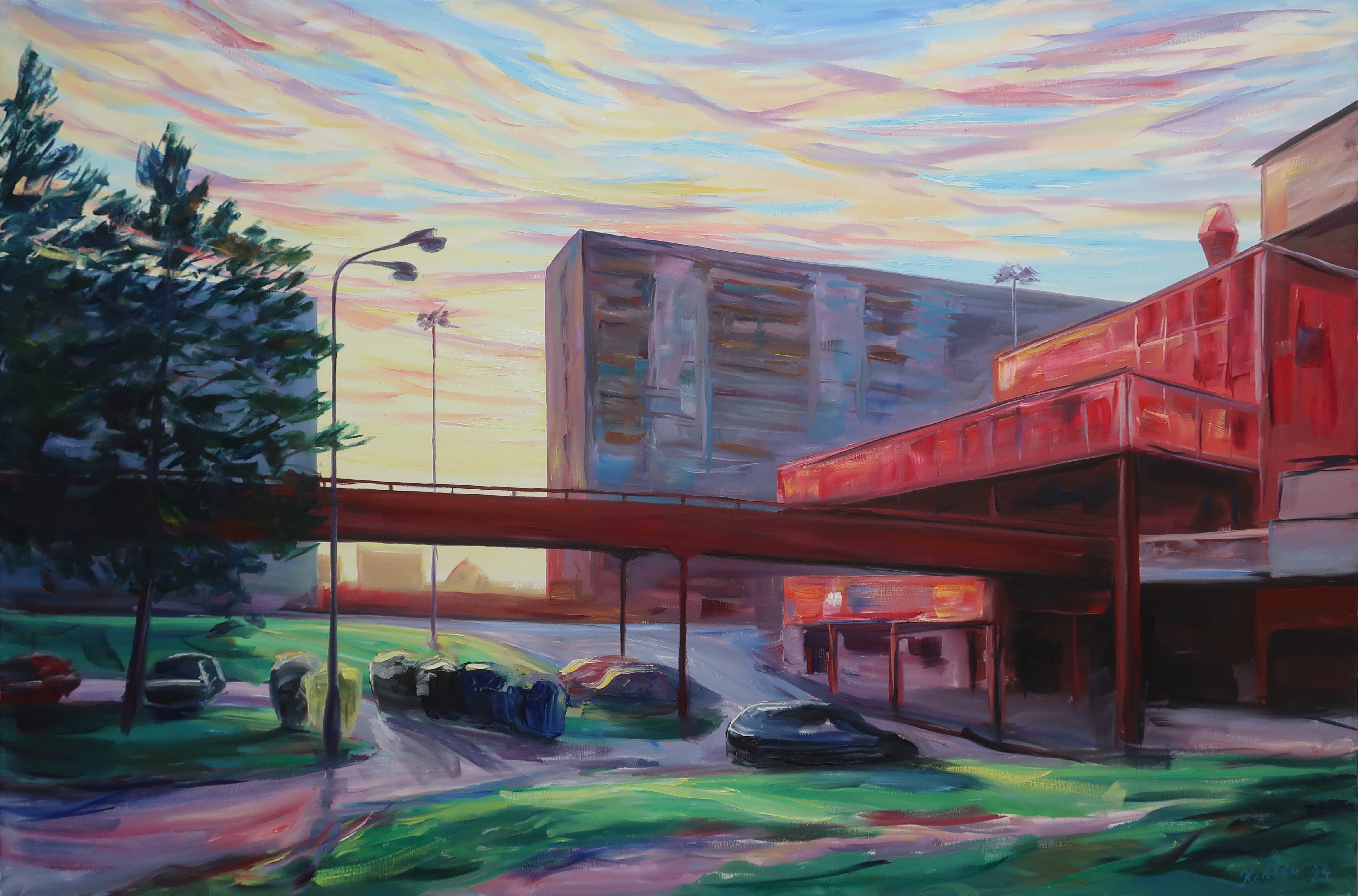 Morning in Benešova street (100x150 cm)