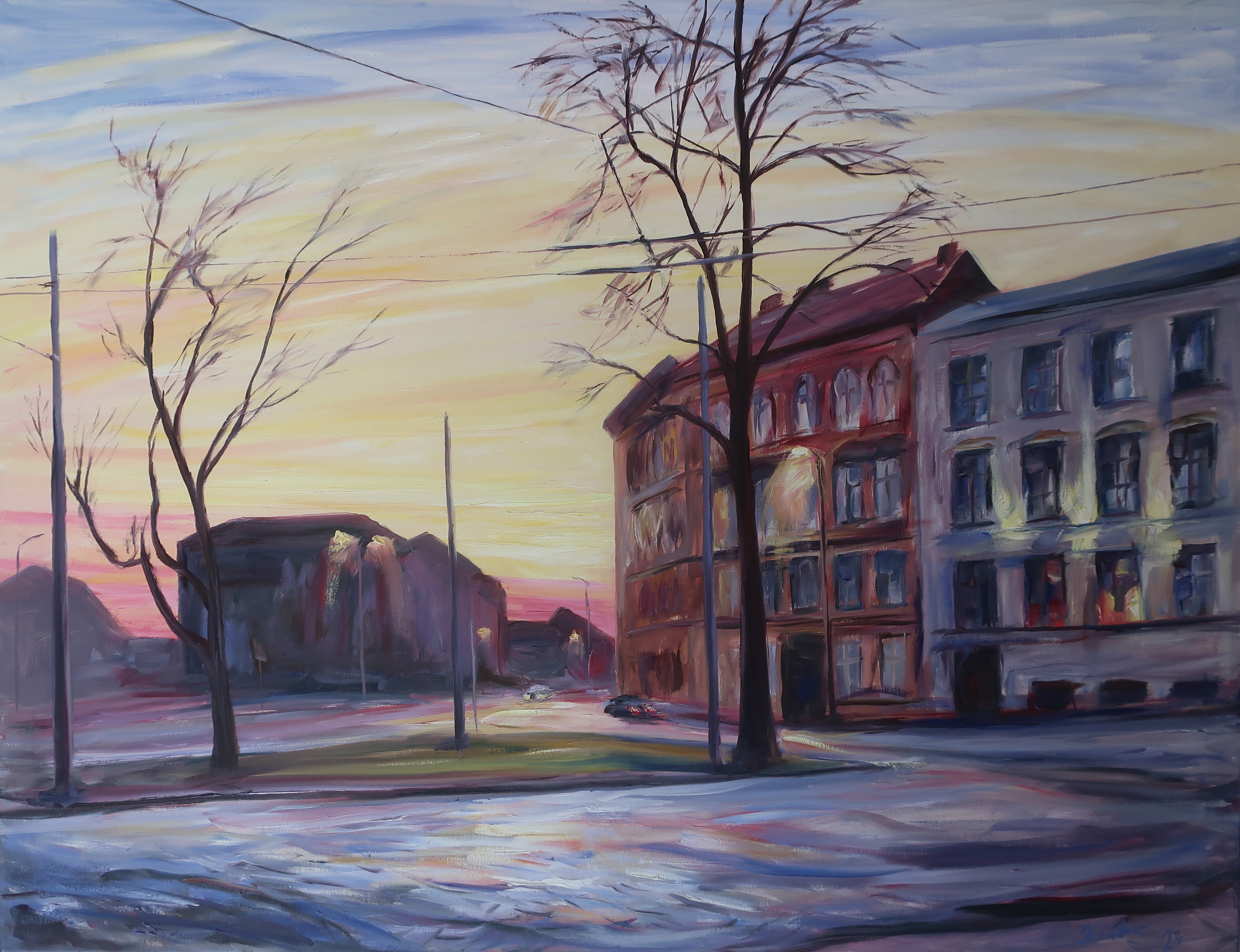 Dawn in the Komenský Street (100x130 cm)