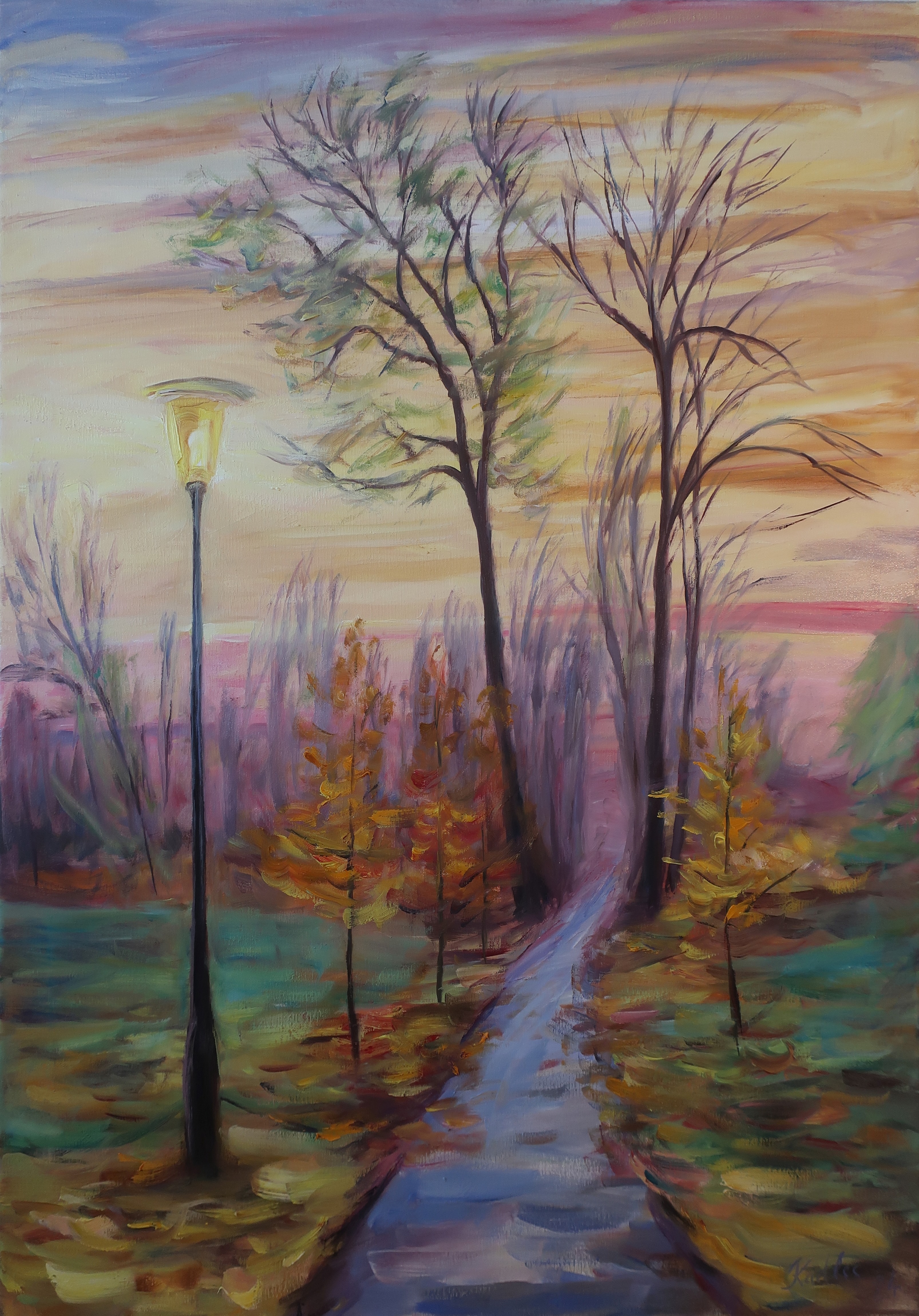 Early evening mood with lantern(100x70 cm)